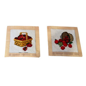 Needle Pointers #5383 Strawberry Basket #5383 Apple Basket Completed 5 x 5 wool